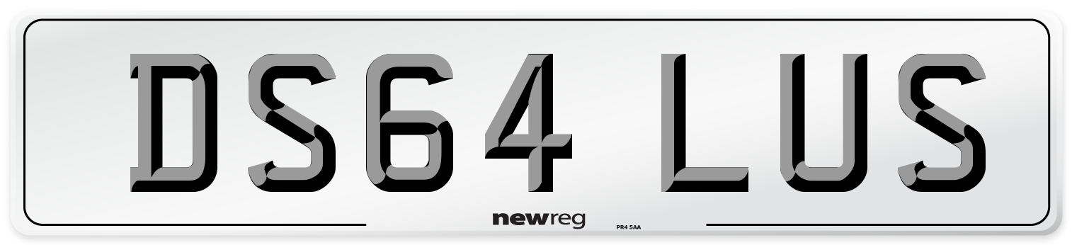 DS64 LUS Number Plate from New Reg